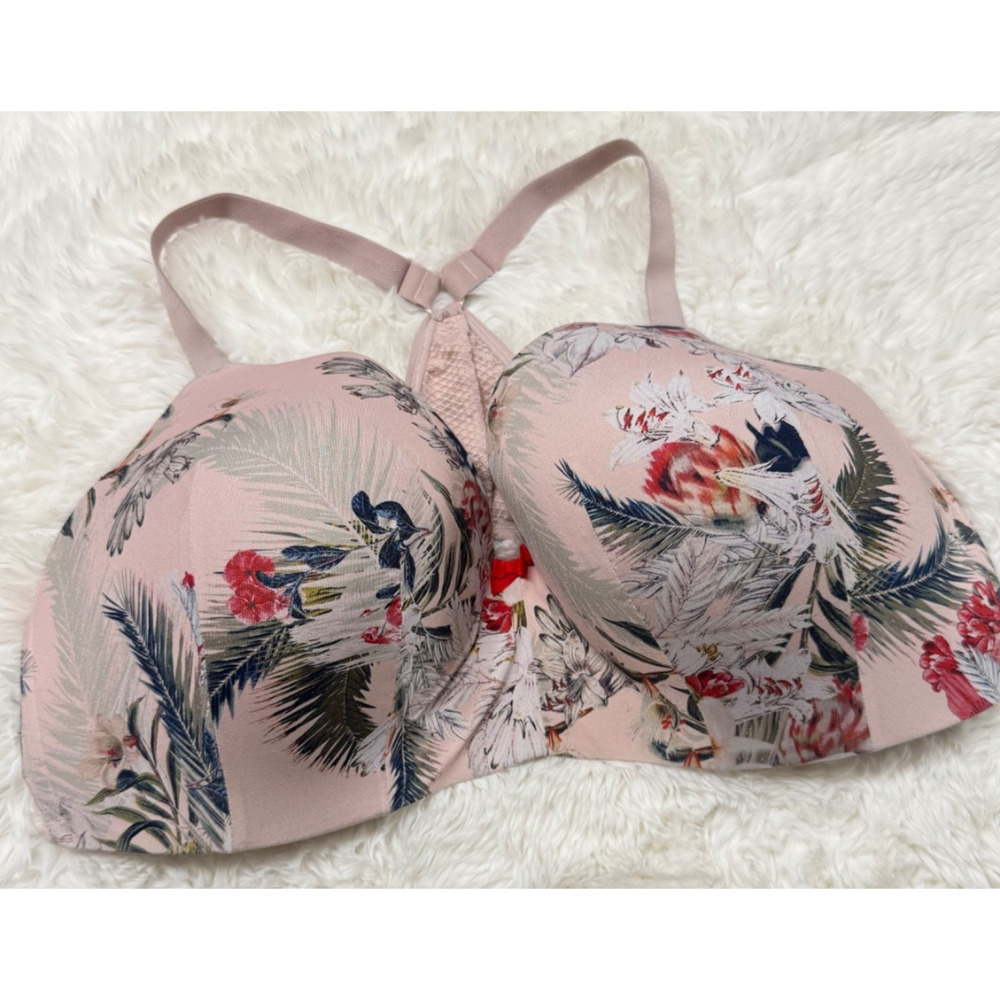 Cacique 44DDD Lightly Lined T-Shirt No Wire Bra Tropical  2860